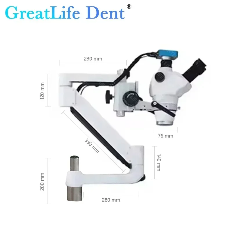 GreatLife-Chaise dentaire orale Dent 3.35-22.5X, générateurs endodontiques, caméra microscope, n'aime continu, 16 millions de pixels avec chariot