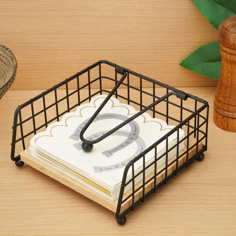 Serviettenhalter für Tisch, rustikaler quadratischer Papierservietten-Organizer aus Metall für Küchenhalter für Zuhause, Restaurant, Cafés – Detail 4