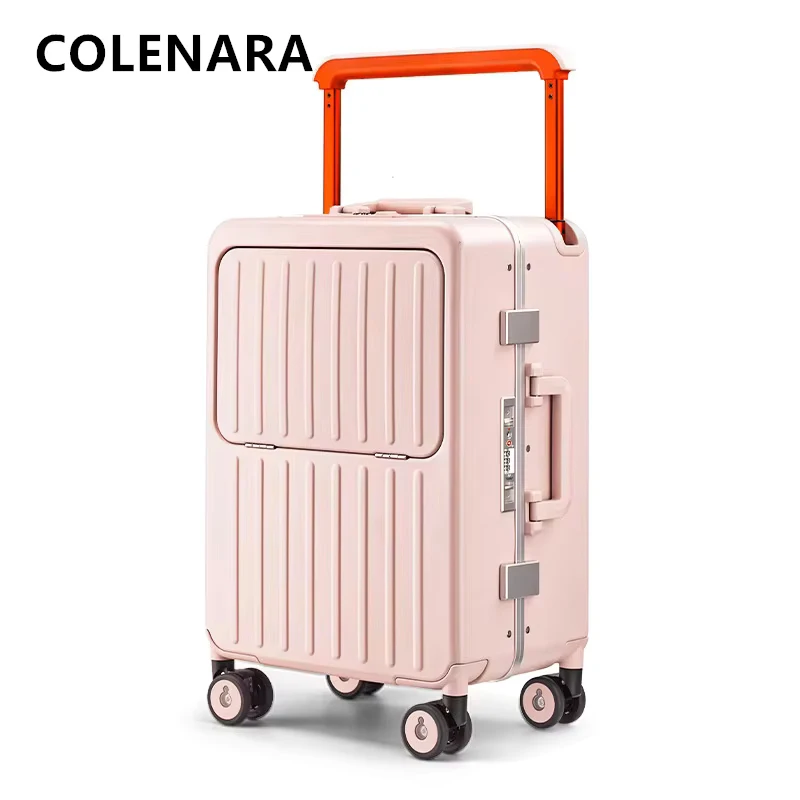 COLENARA Luggage New Front Opening Boarding Case Aluminum Frame Trolley Case 20