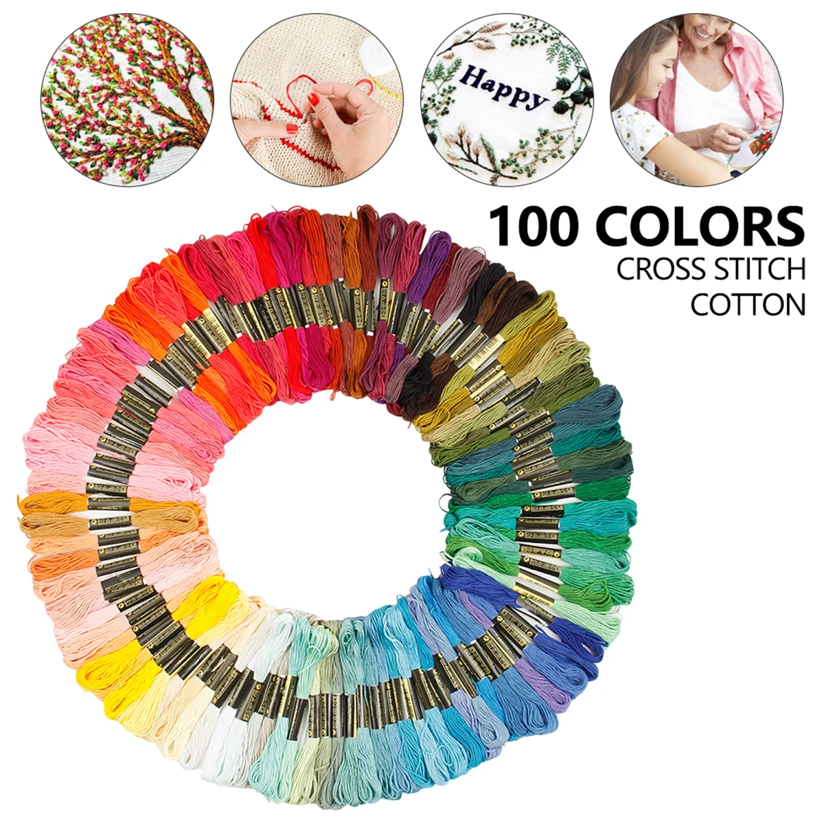 Colorful Embroidery Floss 100 Skeins Cross Stitch Threads for Hand Cotton Embroidery For Making Sewing Cloth Set Diy Craft