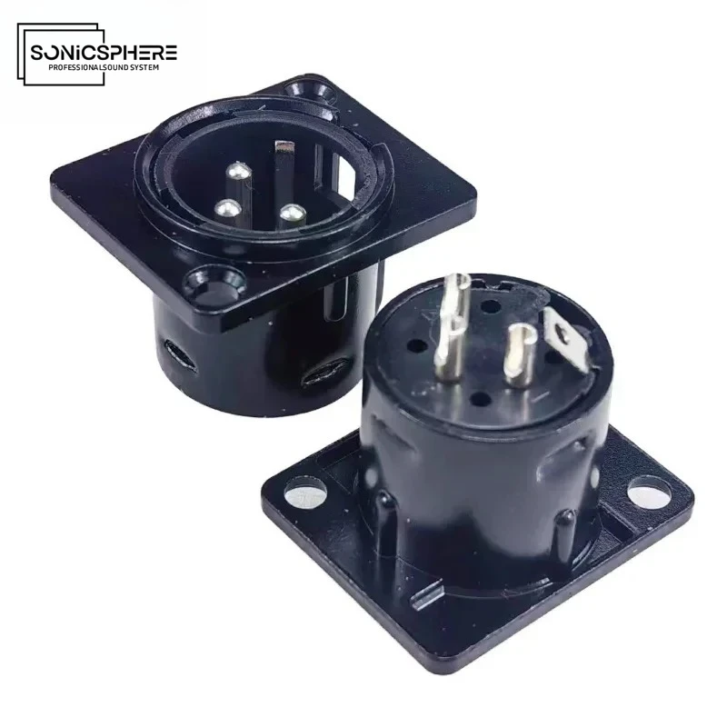 

SonicSphere 4 шт. XLR мужской набор разъемов для микрофона черный металлический квадратный разъем аксессуары для динамиков