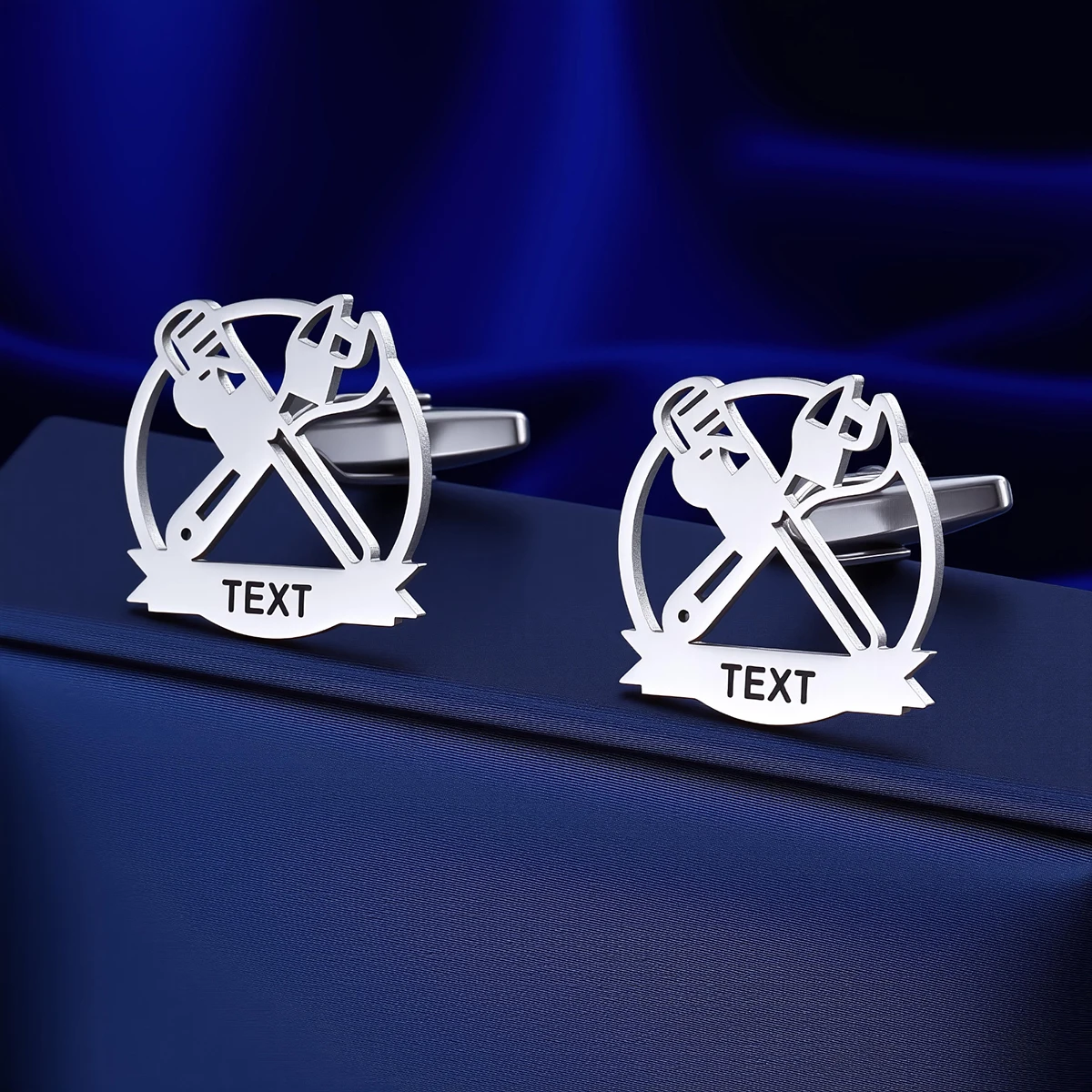 Customized Name Men's Machine Tools Cufflinks Customized Suit Shirts Stainless Steel Buttons Sports Jewelry Gifts