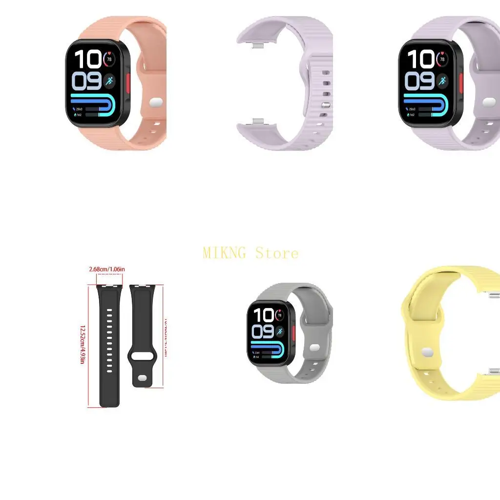 Ribbed Smartwatch Wristband for Watch 6 Lite with Soft Silicone Strap, Metal Watch Hardware, and Adjustable Pin-and-Tuck