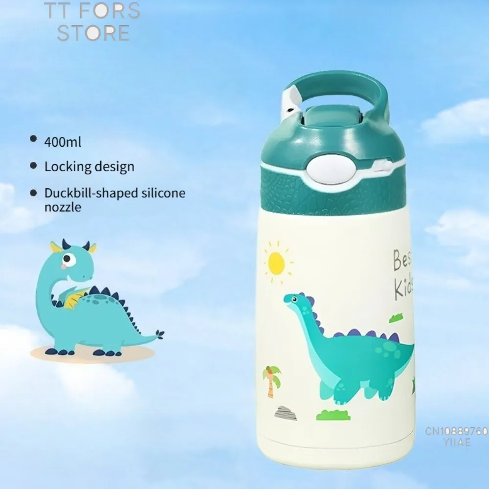 400 مللي الأطفال الكرتون زجاجة ماء الحيوان نمط 316 ترمس من الفولاذ المقاوم للصدأ كوب الطفل منقار البط القش الحرارية زجاجة الاطفال هدية