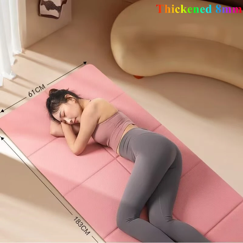 

Non-Slip Pilates Workouts 1830x610x8mm Thick Foldable Yoga Mat Mute Friendly Folding Travel Fitness Exercise Double Sided Dance