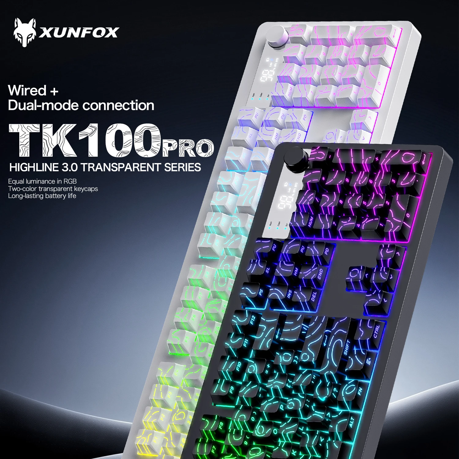 XUNSVFOX TK100PRO Bluetooth wireless keyboard three-mode notebook desktop computer home office charging mechanical feel