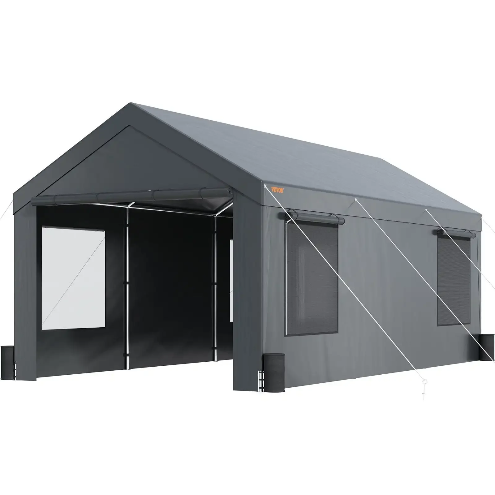 Carport, Heavy Duty 10x20ft Car Canopy, Outdoor Garage Shelter with Removable Sidewalls, Roll-up Ventilated Windows & Door