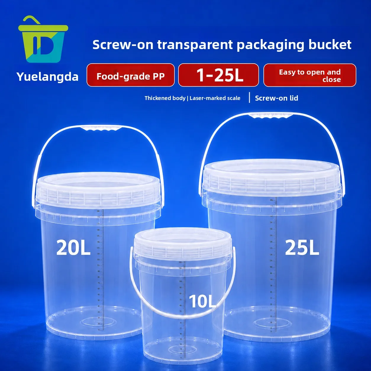 5L10L20L round Plastic Barrel with Thread Cap Scale Home Use Water Bucket with Tap Storage Water Barrel Transparent PP5 Material