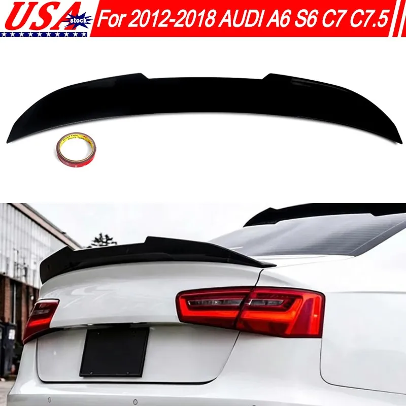 Gloss Black PSM Highkick Duckbill Trunk Spoiler For Audi A6 S6 C7 C7.5 2012 2013 2014 2015 2016 2017 2018 Progressiv Sedan