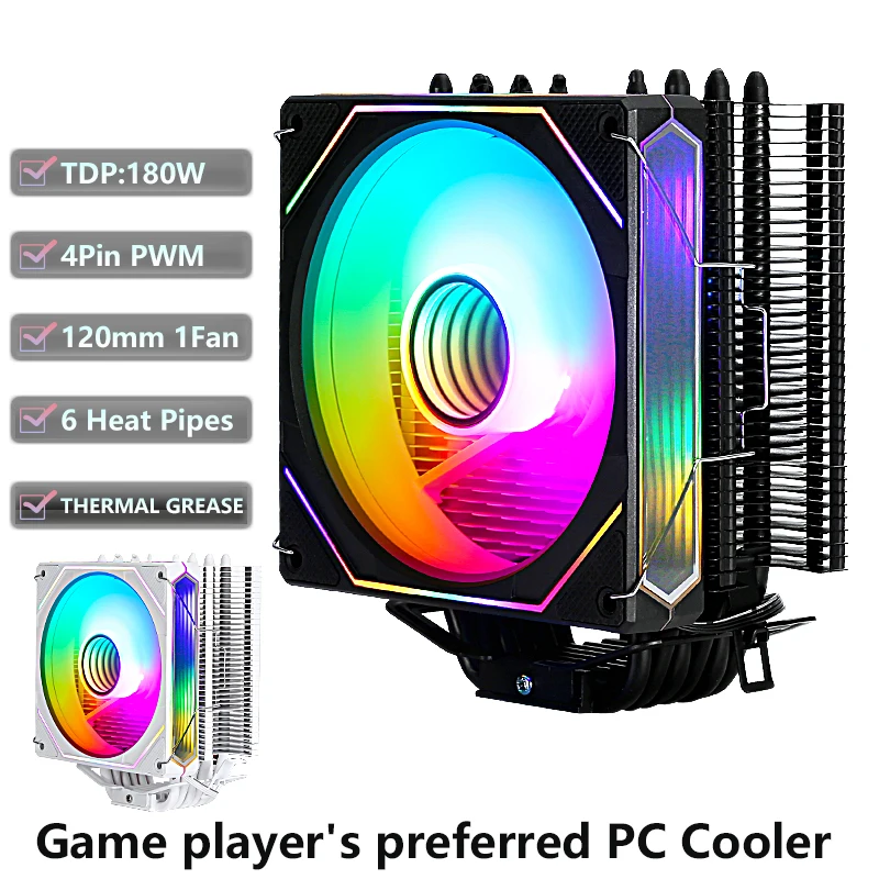 

CPU Cooler 120mm Fan 4Pin/PWM X79 X99 AM3 AM4 AM5 AMD Processor 4/6 Heat Pipe Air-Cooled Installing LGA775 115x 1200 1700 1366