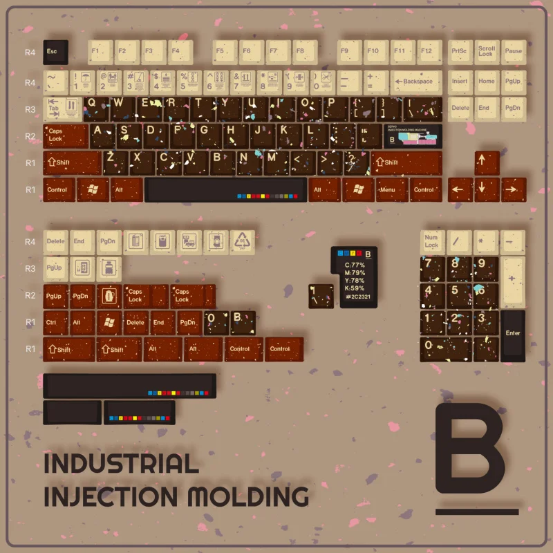 

Vintage Industrial StylecherryHeightPBTFull KeycapHamiltonCraftsmanship Full Key Variegated DesignMXShaft Mechanical Keyboard Ke
