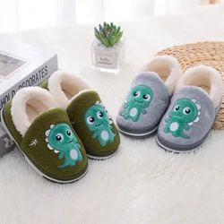 Fashion Toddler Boy Slippers Winter Warm Shoes Casual Home Wear Baby Items Anti-slip Sole Loafers Cartoon Dinosaur Kids Footwear