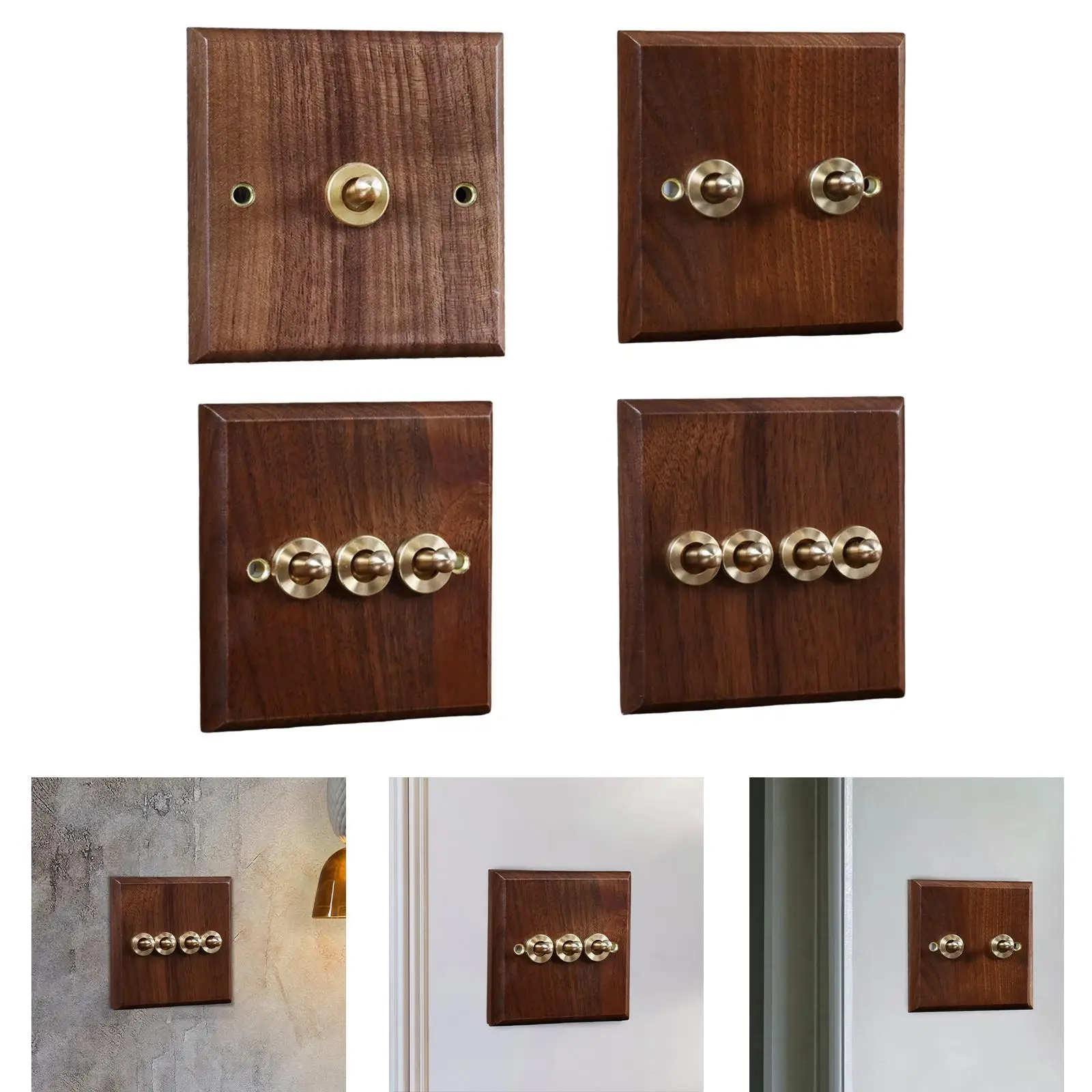 Wooden Lighting Switch Plate Premium Outlet Panel for Hotel Kitchen Room