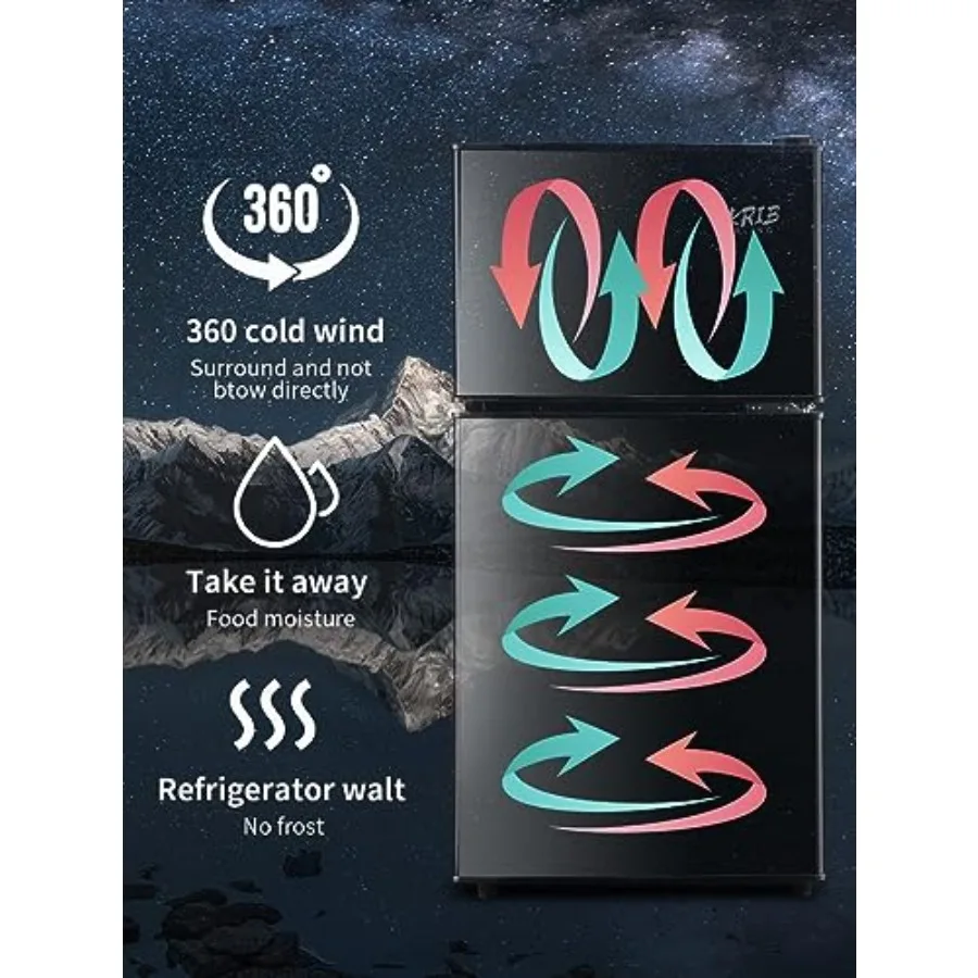 ثلاجة كلاسيكية بباب مزدوج مع فريزر 3.5 قدم مكعب قفل سعة التكنولوجيا الطازجة 7 مستويات ترموستات قابل للتعديل مثالية لـ D #6