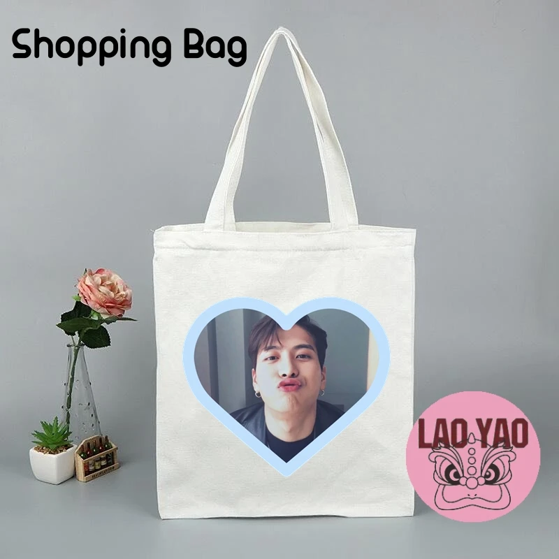 Pop Singer-Bolsas de compras para mulheres, presente de aniversário, Shopper Bag, Jackson Wang, lembranças, especiais, pano, presente de aniversário feminino