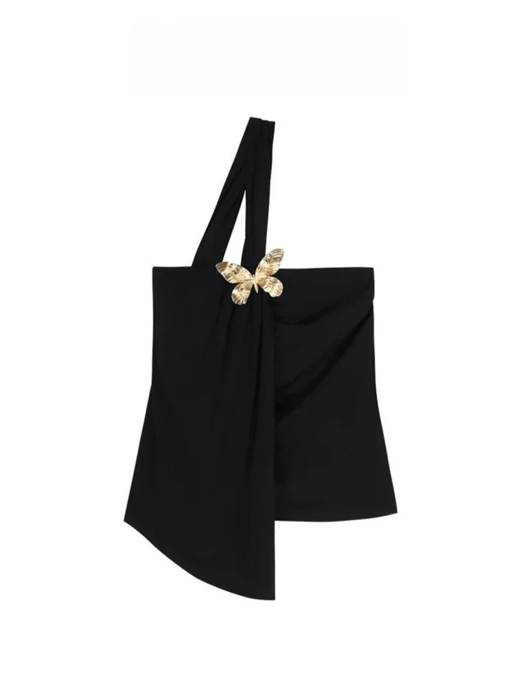 

Pure Desire Sexy Single oulder Tube Top Women's Summer High-End ort Bla Bal Asymmetrical Trendy Top