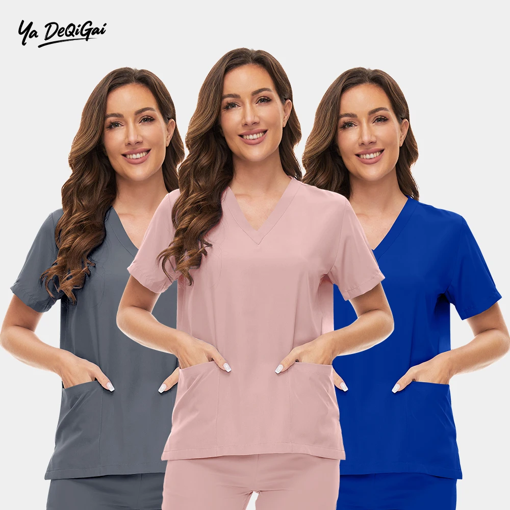 

Fashion Nurse Scrub Tops Medical Breathable Nursing Gown for Nurses Pet Store Pharmacy Lab Coat Clinical Uniform Woman Wholesale
