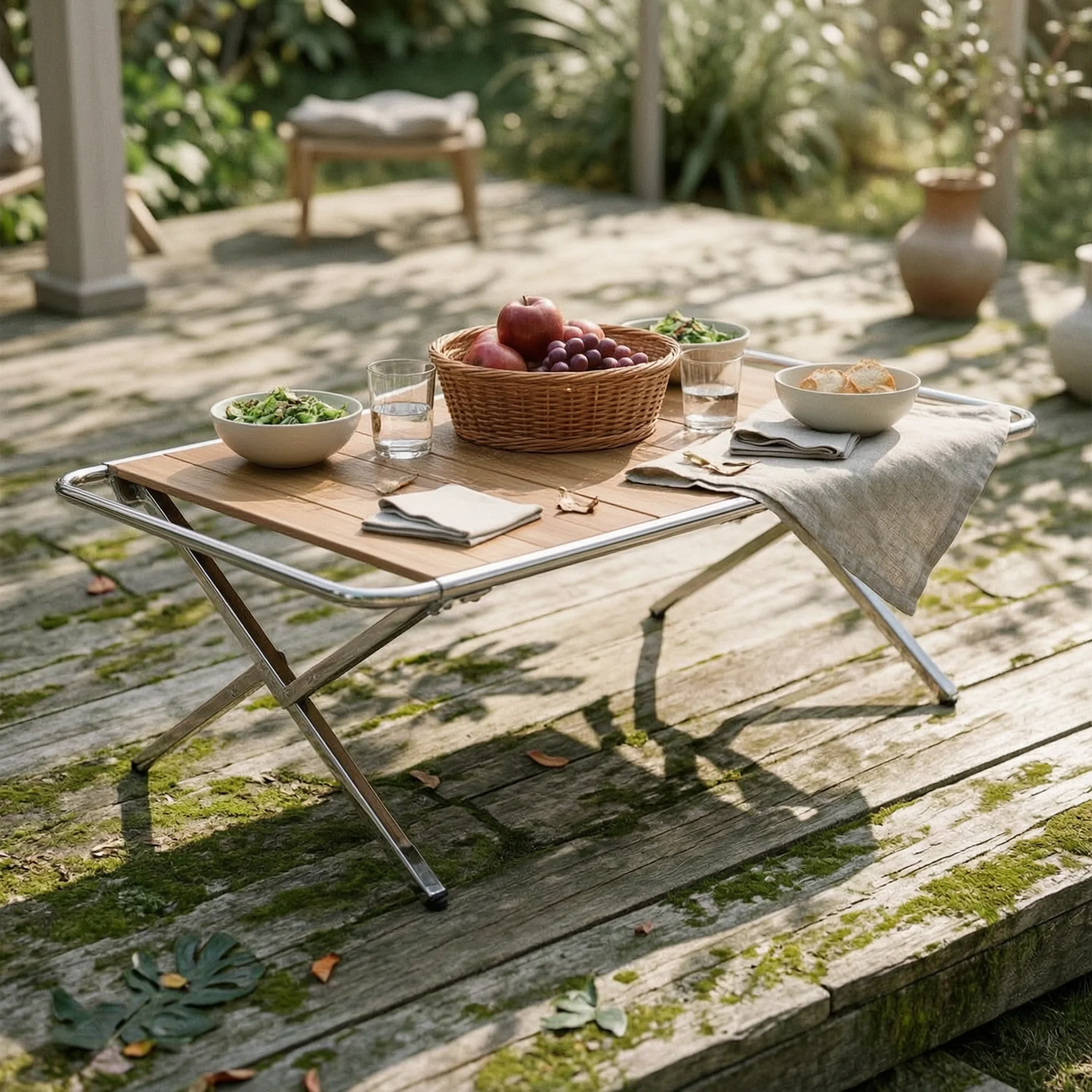 Table de camping en forme d'œuf, imitation bois, compatible IGT, mobilier d'extérieur léger, installation facile