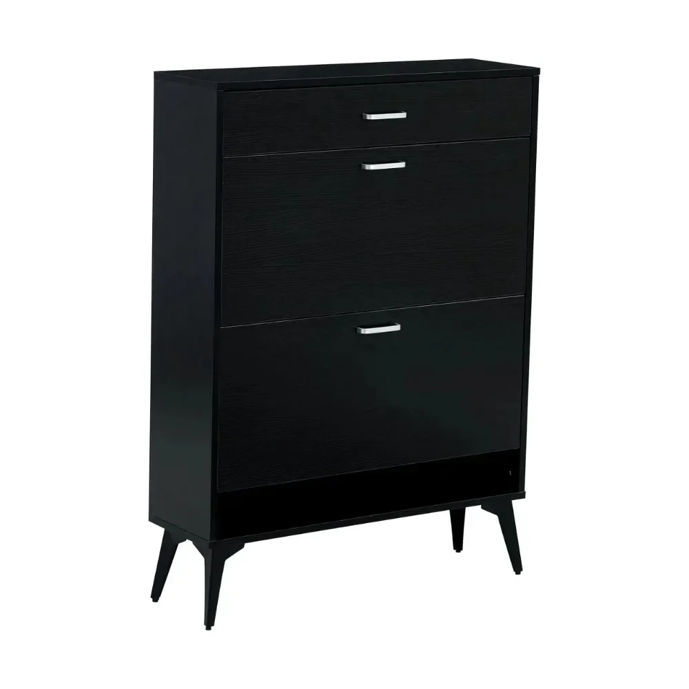 

Shoe Cabinet, Modern Freestanding Shoes Storage Cabinet with 2 Flip Drawers & 1 Slide Drawer, Open Shelf, Shoe Cabinet