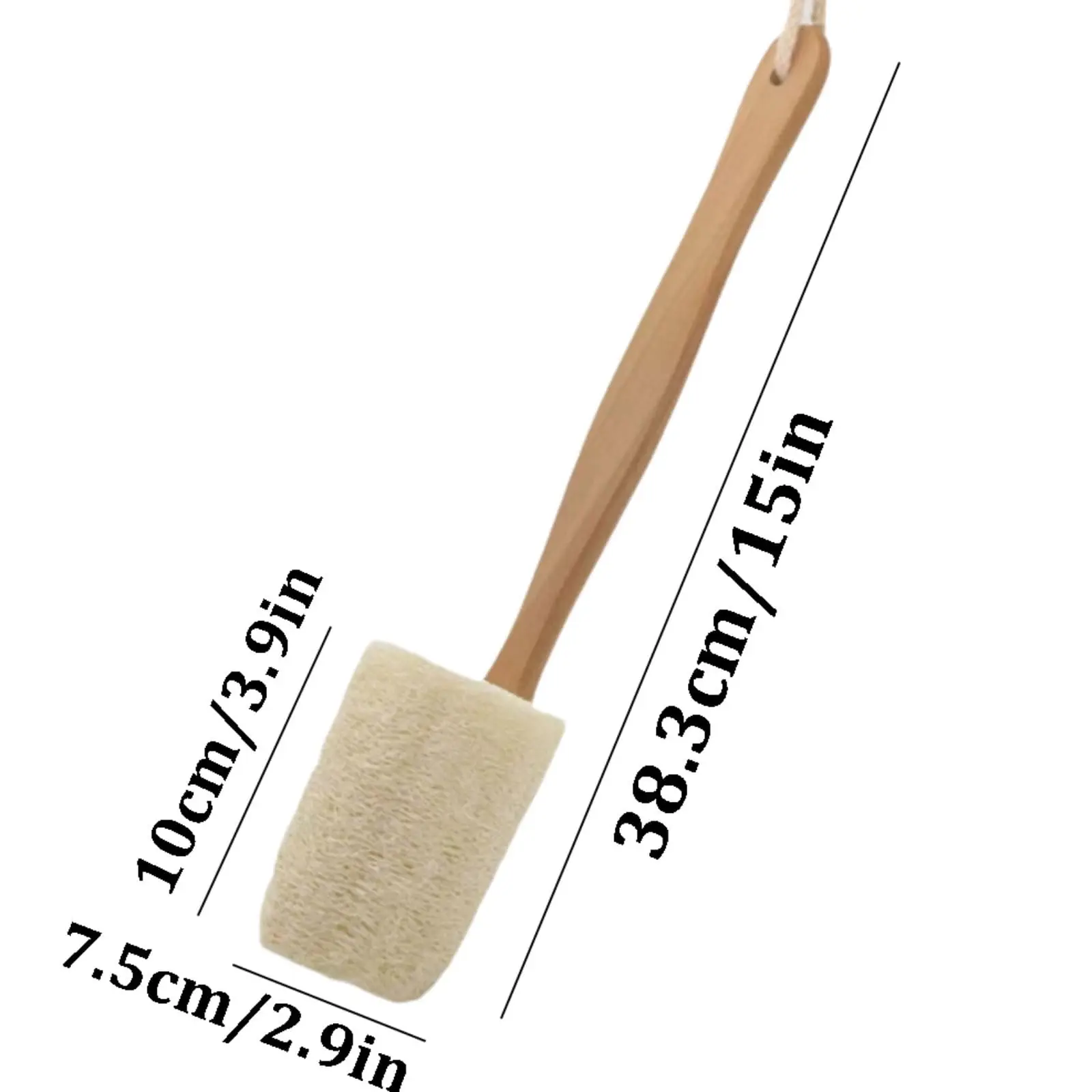 Wood Long Handle Shower Brush Detachable Back Loofah Scrubber Brush with Long Handle for Bath Or Dry Brush