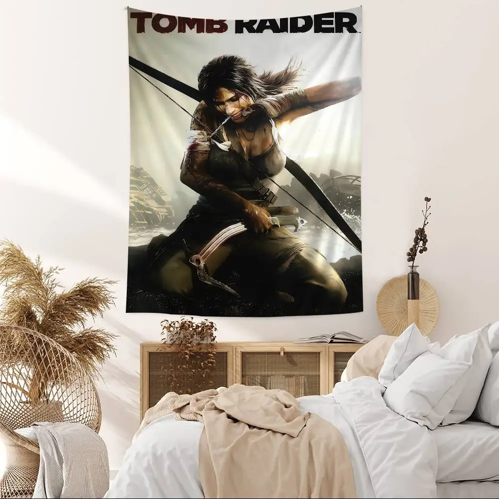 لارا كروفت تومب رايدر الكرتون نسيج الفن الخيال العلمي غرفة ديكور المنزل الجدار الشنق ديكور المنزل #6