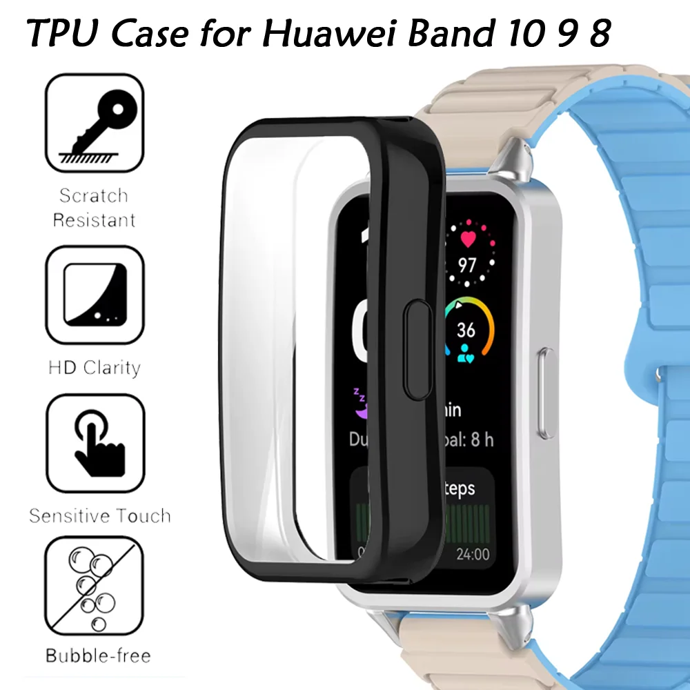 Soft TPU Case for Huawei Band 10 9 8 Waterproof Anti-fouling protective shell Huawei Band 9 Full HD Protective Cover Accessories