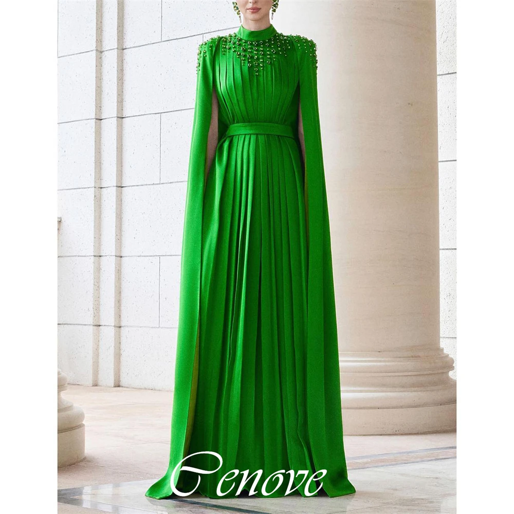 Cenove 2024 Arab Dubai A-Line O Neckline Prom Dress Ankle-Length With Shawl Evening Fashion Elegant Party Dress For Women