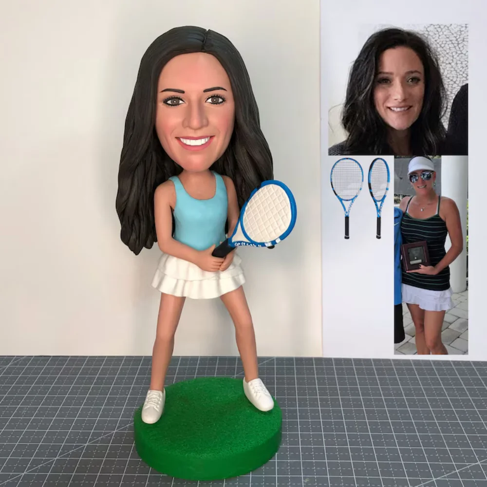 Custom Bobblehead Personalized Polymer Clay Tennis Player，Tennis enthusiast Birthday Gift