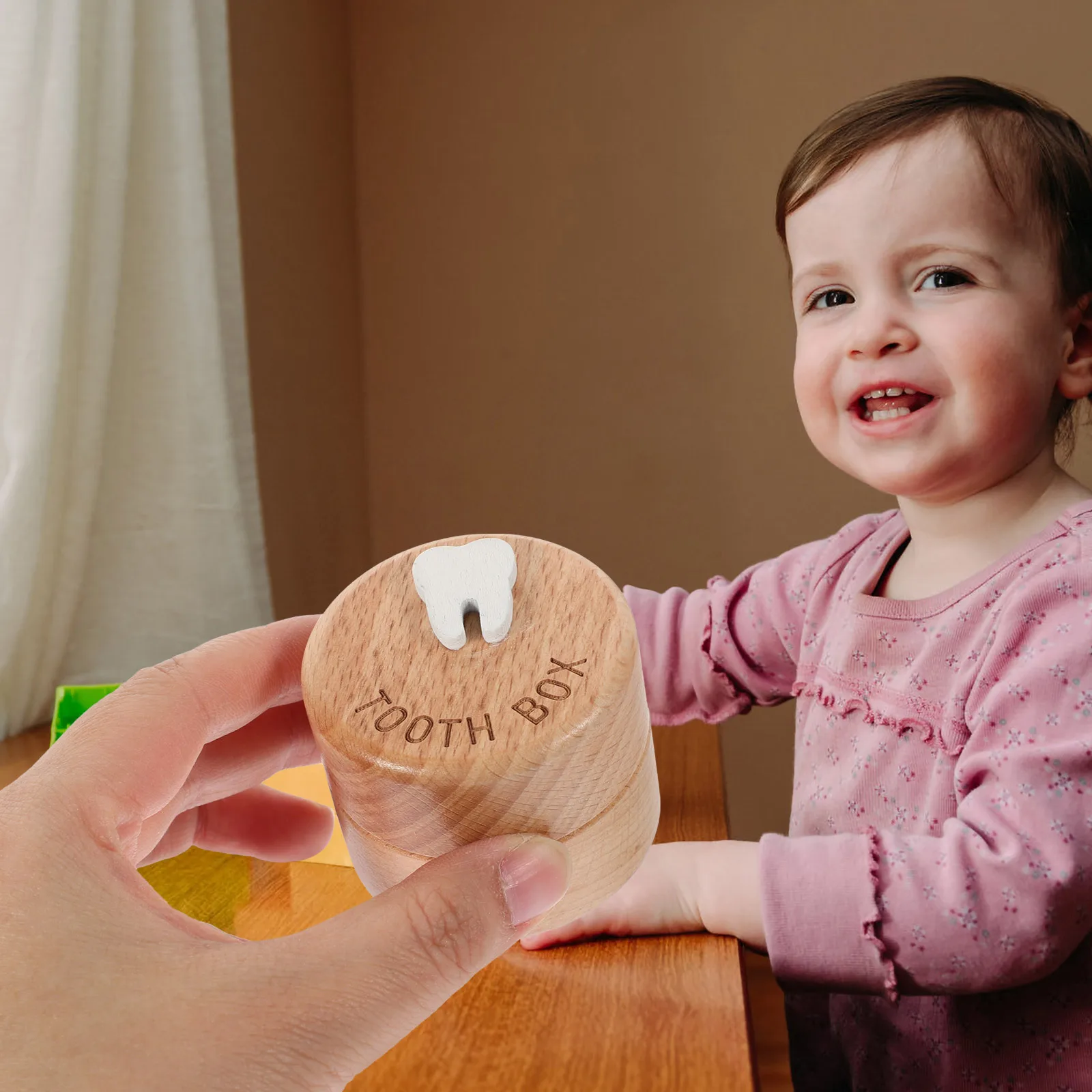 Kids Tooth Keepsake Collection Organizer First Case Baby Foetale Hair Saver Lichtbruine kindercontainer Schatkist