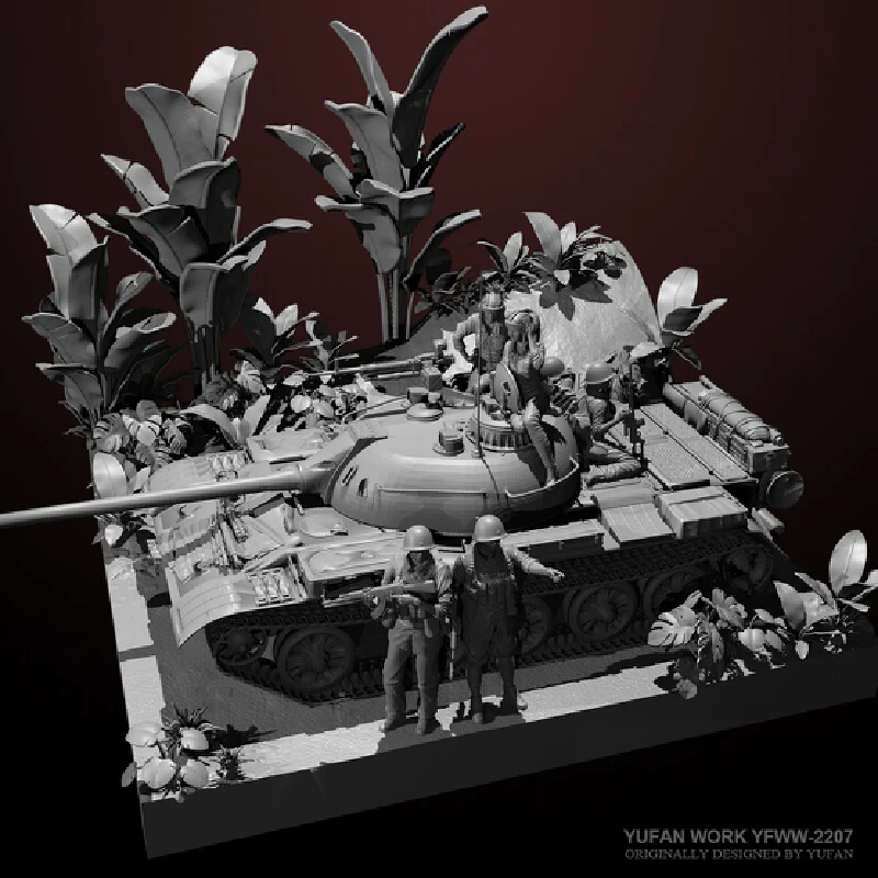 

1/35 Rainforest Gathering Theme Resin Model Figure Gk Micro Miniature 3d Printed White Model Toy Unassembled And Unpainted Kit