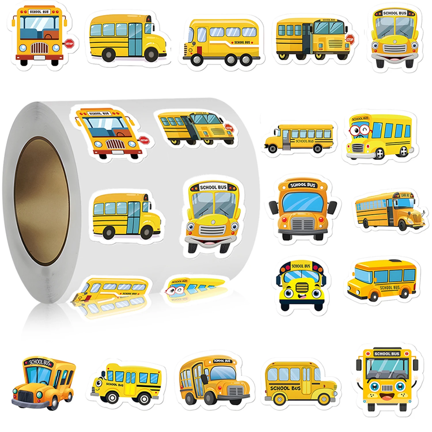 

Наклейки с мультяшными желтыми школьными автобусами, 100-500 шт., этикетки для подарочной упаковки детских праздников, канцелярские принадлежности для скрапбукинга, награды