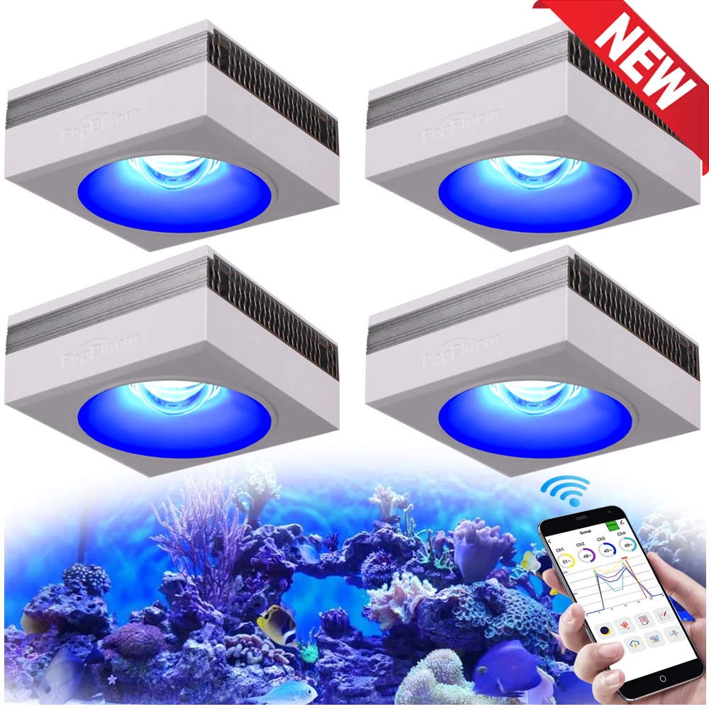 

4PCS PopBloom WiFi Marine Aquarium Light Full Spectrum, Professional Reef Light for Aquarium Saltwater Reef Coral SPS/LPS Growth