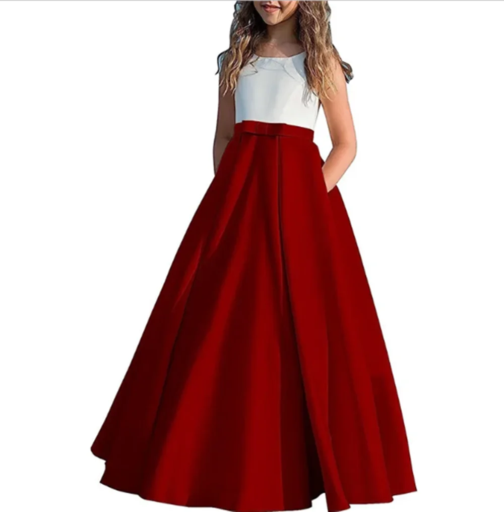 Fancy Flower Girl Dresses For Weddings Vestidos daminha Kids Evening Pageant Gowns with Bow First Communion Dresses For Girls