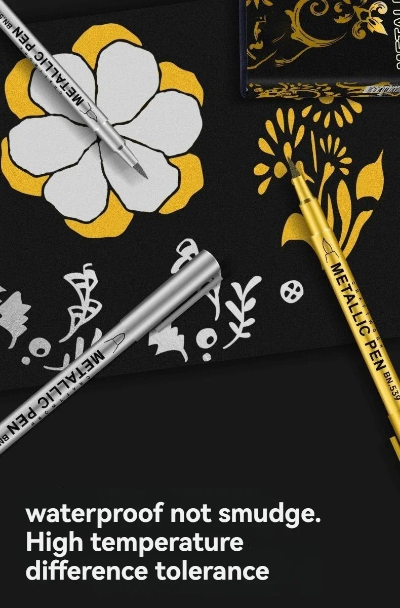 1/10/50 Stück Kunst-Schreibset Gold Silber Weiß Metallic Farbstift-Set Pinselspitzen-Marker Acrylfarben-Marker Schreibwaren – Detail 13
