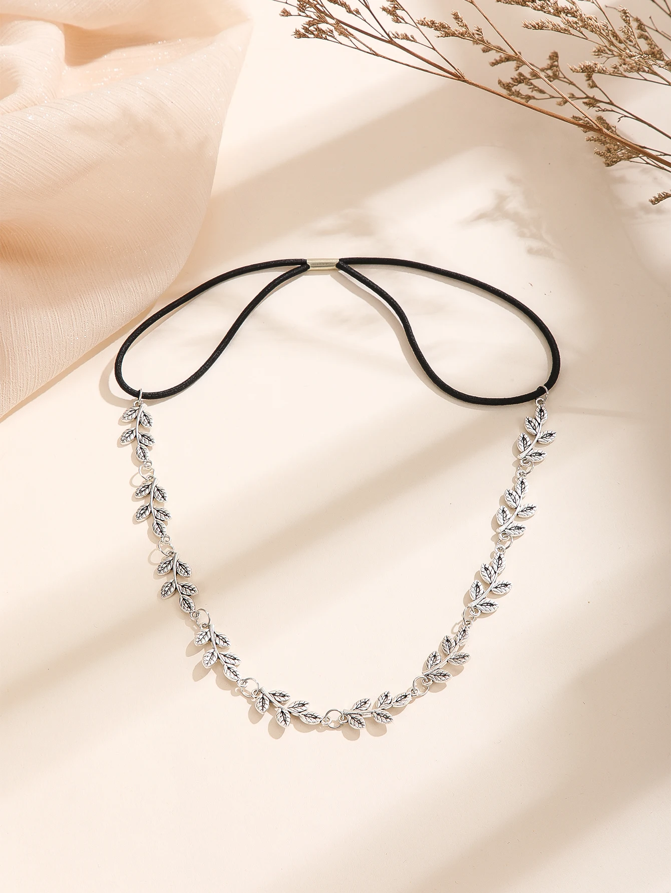 1Pcs Alloy Leaf Elastic Hair Chain