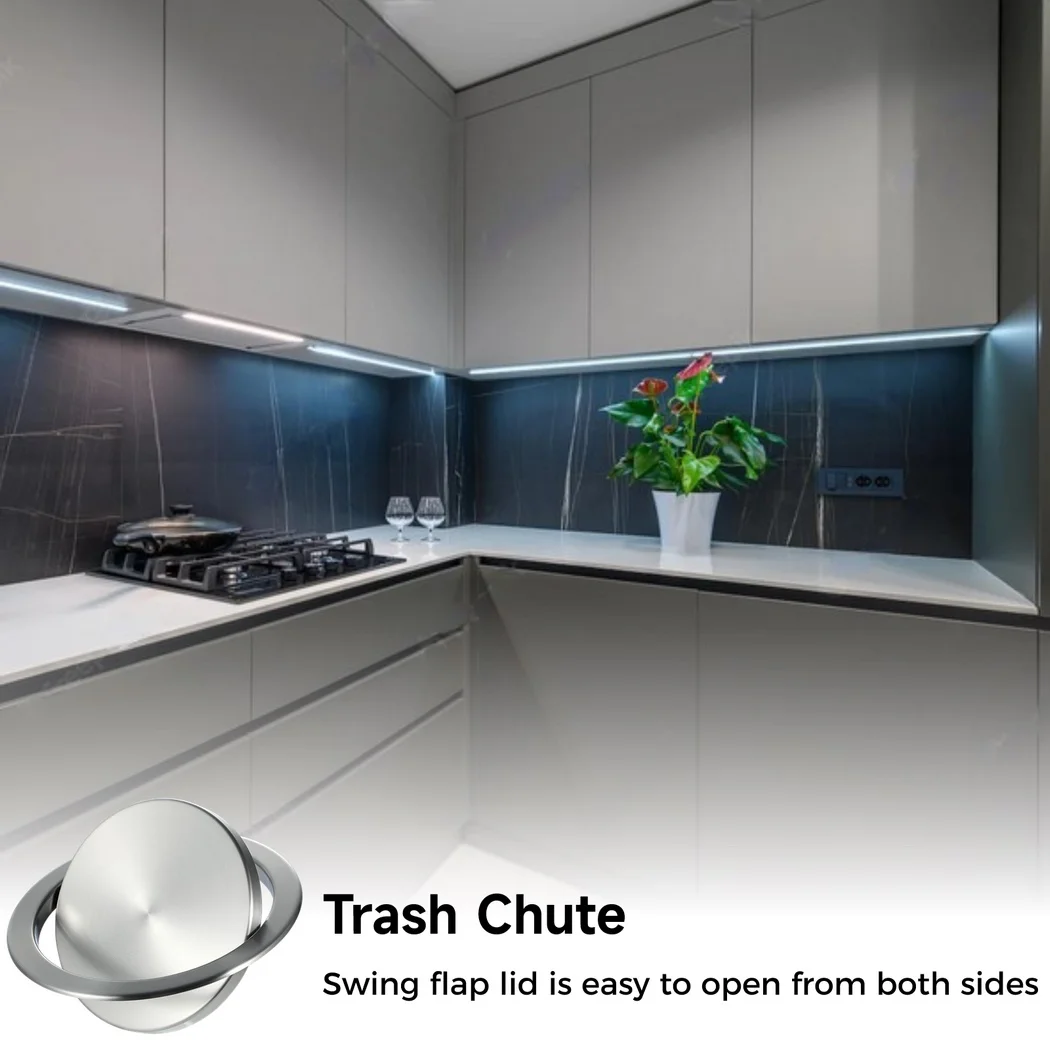 Trash Chute Trash Grommet Embedded Countertop Trash Chute Lid Countertop Built-In Trash Chute Cover Swing Flap Trash Bin Lid