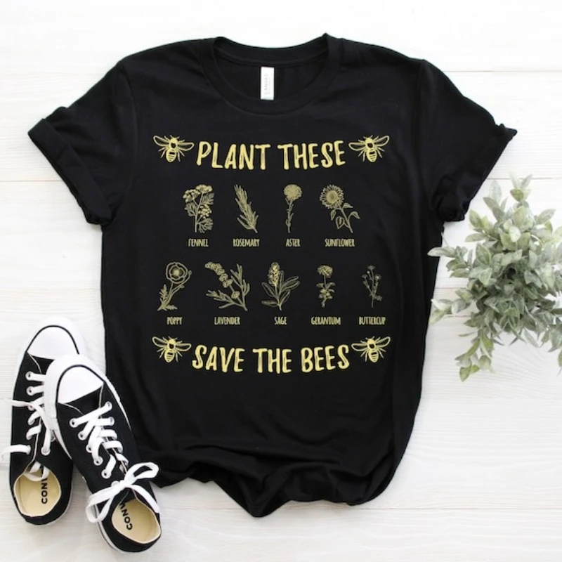 

Plant These Save The Bees Beekeeper Gifts Keeper Lover High Quality Cotton Regular Short Sleeve Unisex Crewneck Short-sleev