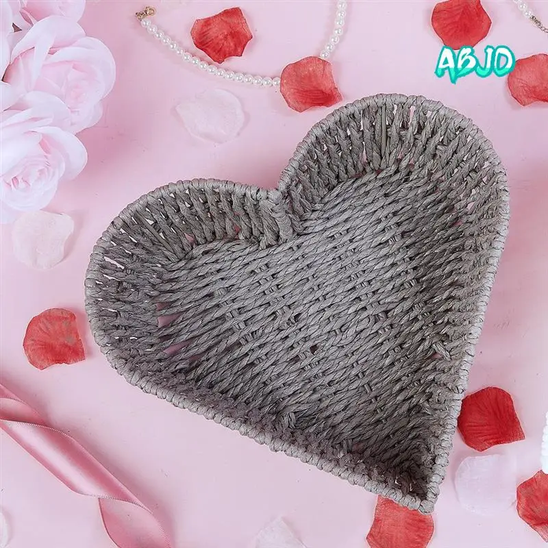 

ABJO-Кошик в форме сердца - Корзина в форме сердца из ротанга Плетеная корзина для хранения ручной работы, корзина в форме сердца для фруктов и овощей, хлеба, всякая всячина