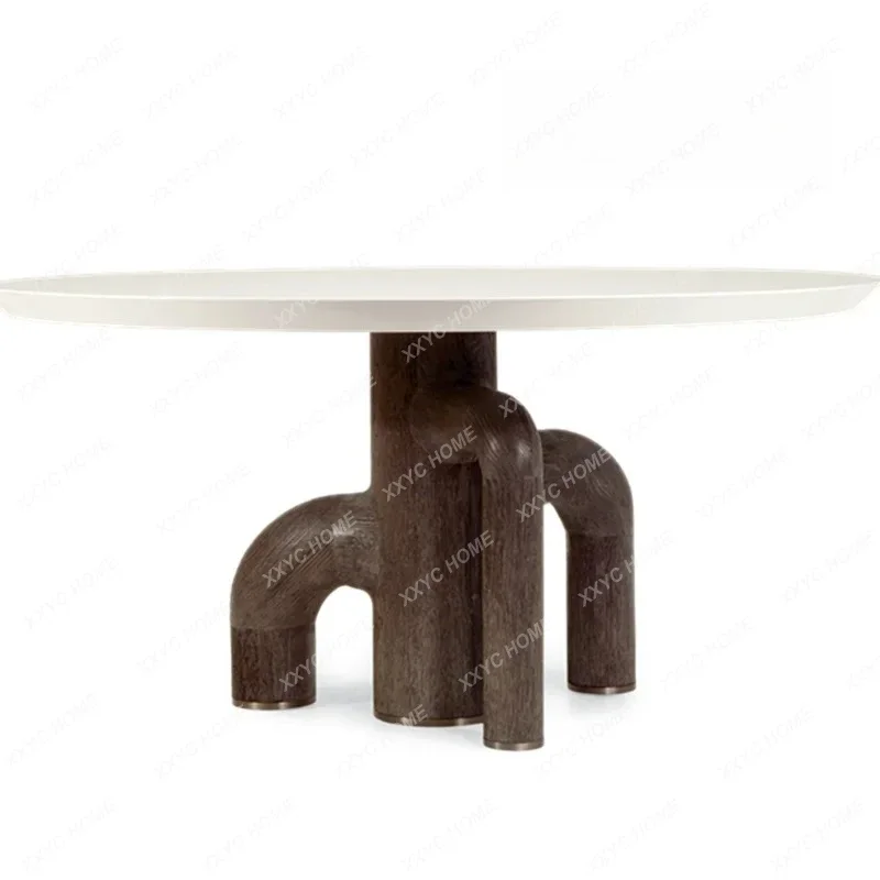 

HMJ solid wood dining table round negotiation table desk simple modern conference creative tea table
