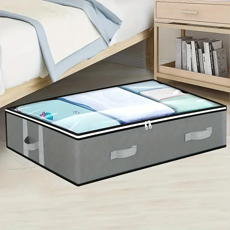 1pc/2pcs/3pcs Dustproof Under Bed Storage Box with Reinforced Handles for Comforter Blanket  Pillow and Toys Bedroom Accessories