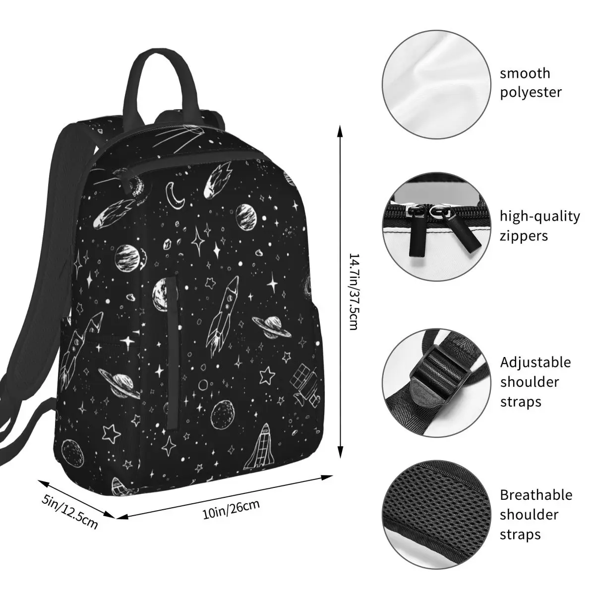 Space Backpack Student BookBag Boys Girls School Bag Laptop Shoulder Bags Men Women