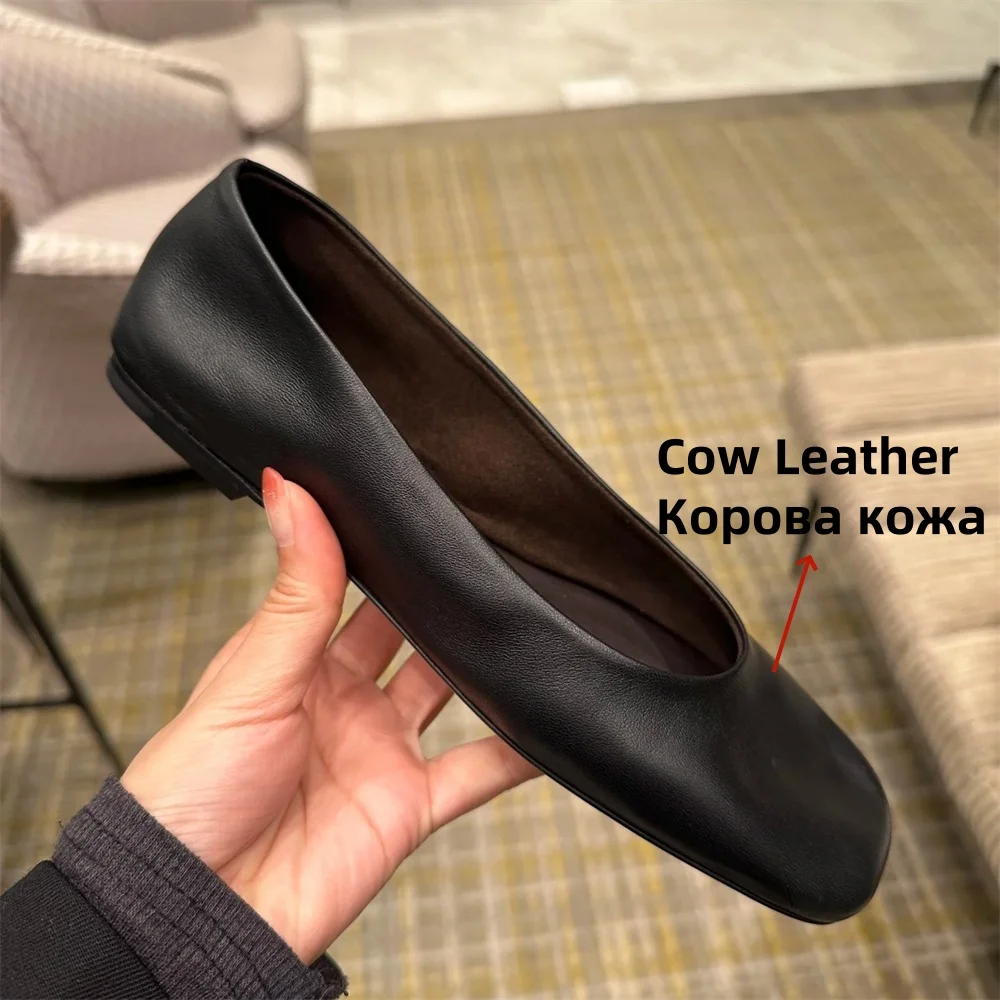 FEDONAS Fashion Classic Soft Genuine Leather Flats Shoes Elegant Basic Square Toe Flats Platforms Spring Summer Office Shoes image 2