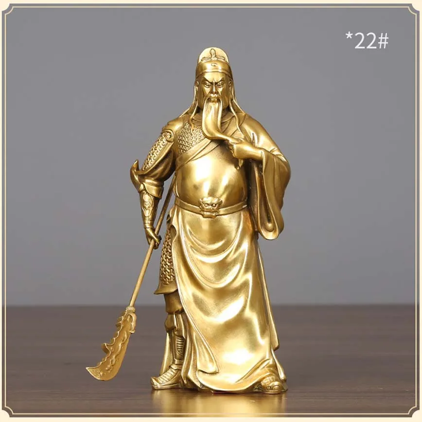 22cm Asia Mammon HOME SHOP business Efficacious Talisman copper God of wealth Guan gong Money Drawing FENG SHUI CAI SHEN statue
