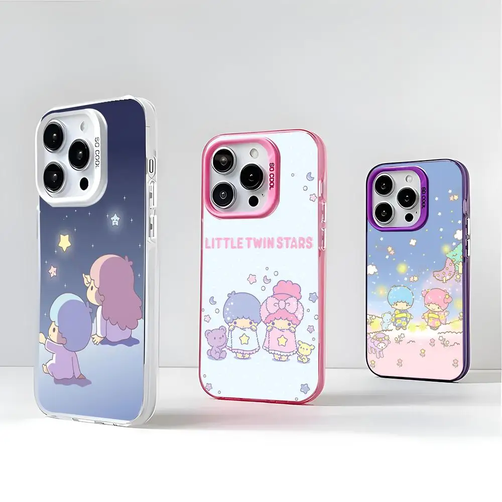 Sanrio Little Twin Stars Phone Case 2024 IMD Case For IPhone 16 15 Pro XR XS 7 8 Plus SE2024 Shockproof Color Phone Funda Cover