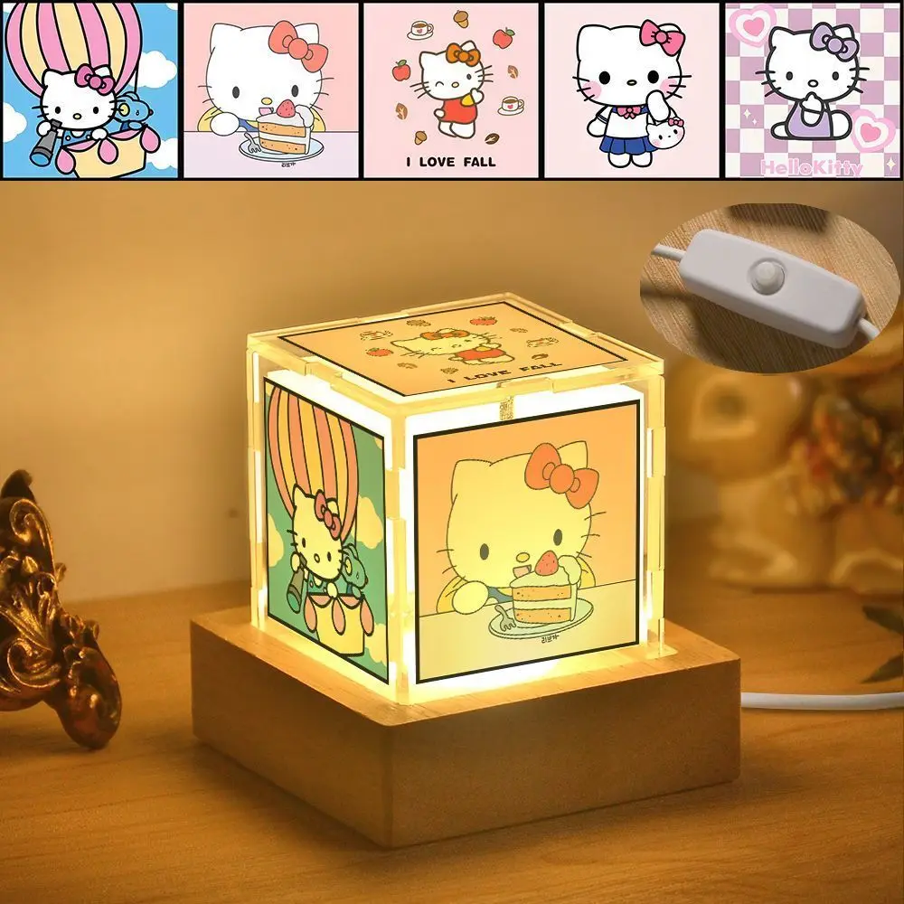 Simpatica luce notturna Hellokittty Decorazione della stanza Camera da letto per studenti Scrivania per computer Atmosfera Lampada da scrivania Modelli plug-in Figura anime