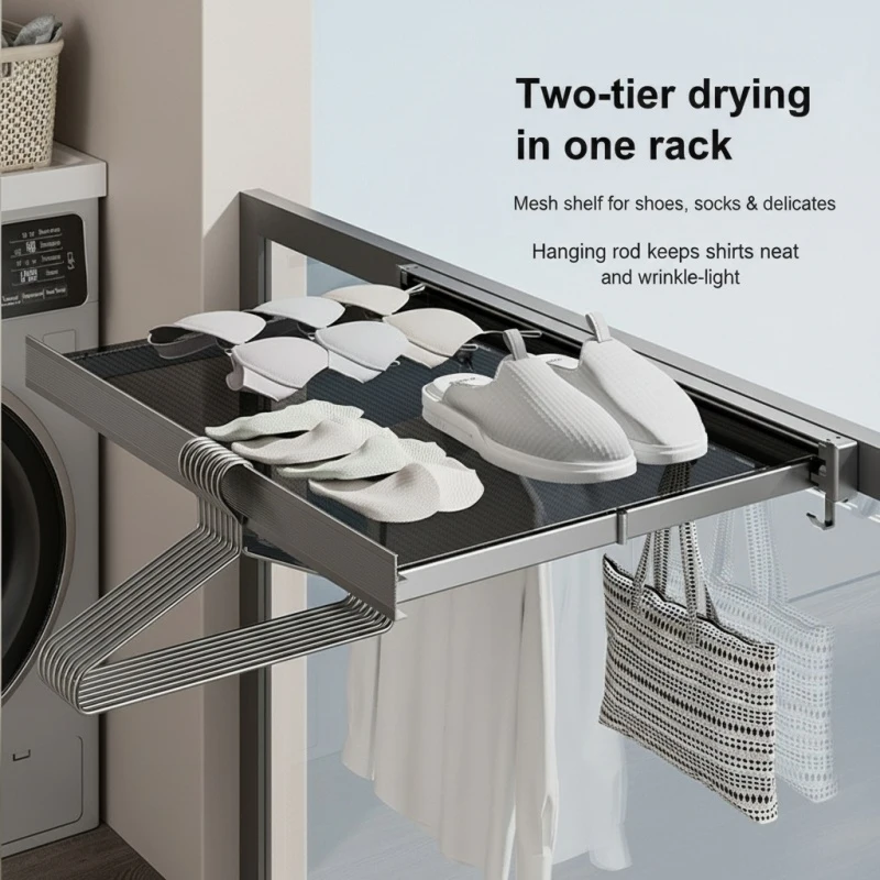 

Wall Mounted Foldable Hat & Clothes Rack Space-Saving Organizer with Multi-Hooks for Bathroom Balcony Entryway Home Daily Use