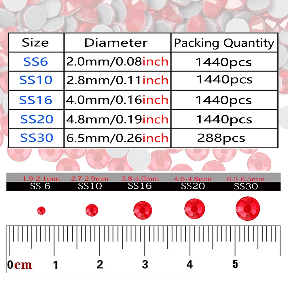 SS4-SS30 cristallo rosso multicolore Hot Fix Strass cristallo Super Glitter Hot Fix Strass ferro su Strass per indumento in tessuto