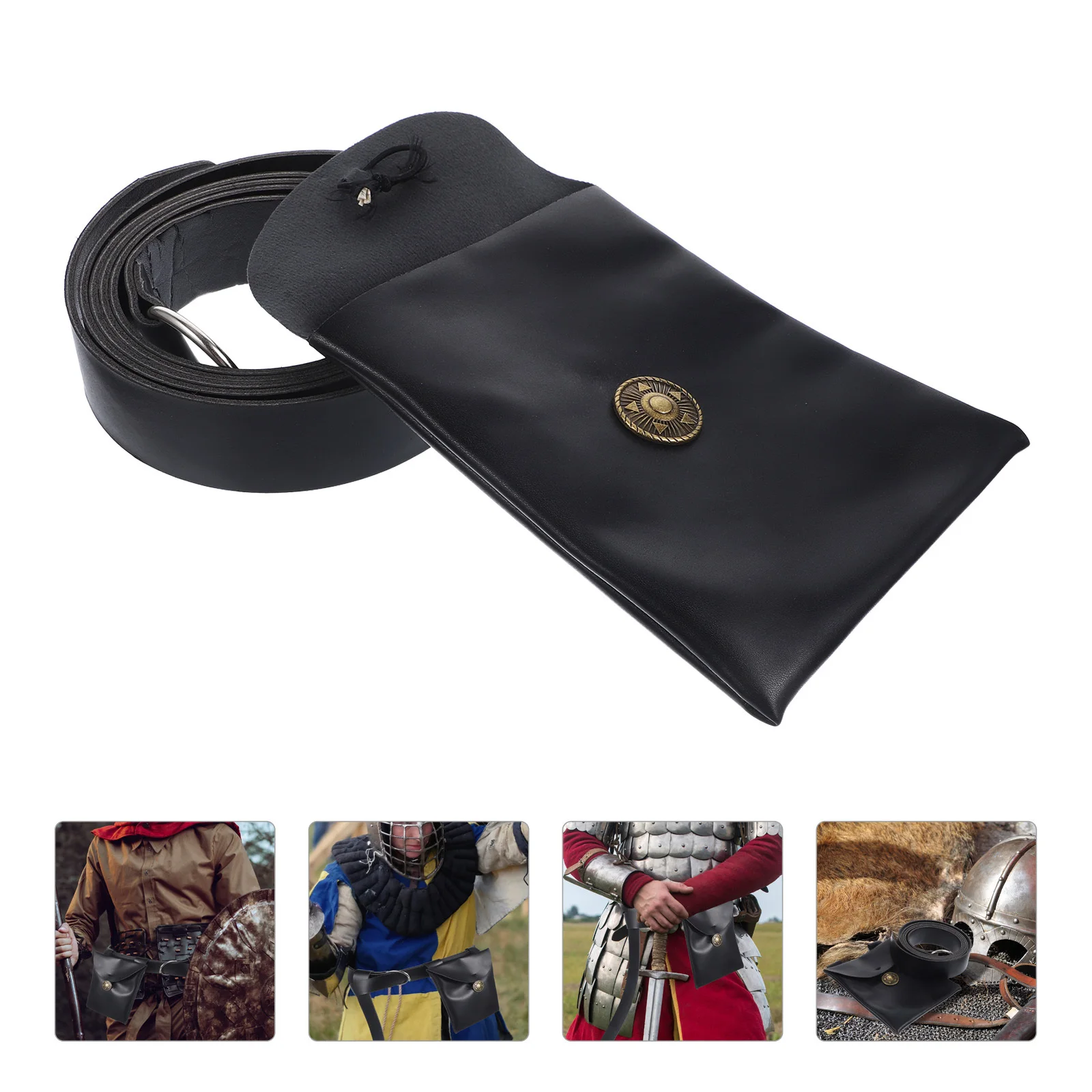 مجموعة واحدة من حقيبة الخصر المصنوعة من البولي يوريثان الصناعي في العصور الوسطى، حزمة مراوح عتيقة لحفلات الهالوين التنكرية من عصر النهضة #1