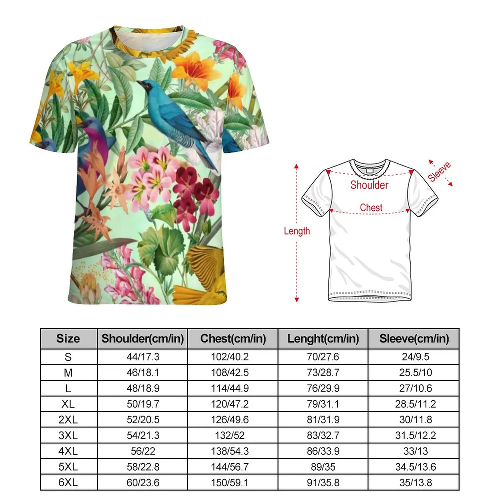 Women T Shirt Colorful Birds Print O Neck T Shirts Short-Sleeve Tropical Paradise Floral Kawaii Design Tshirt Classic Top Tees