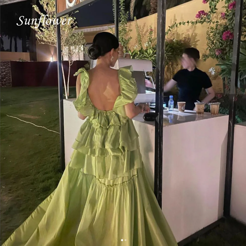 

Sunflower Exquisite Square Collar Tiered Ruffles Evening Dress 2023 Floor-Length Slim Mermaid High-end Custom Gown Wedding Party